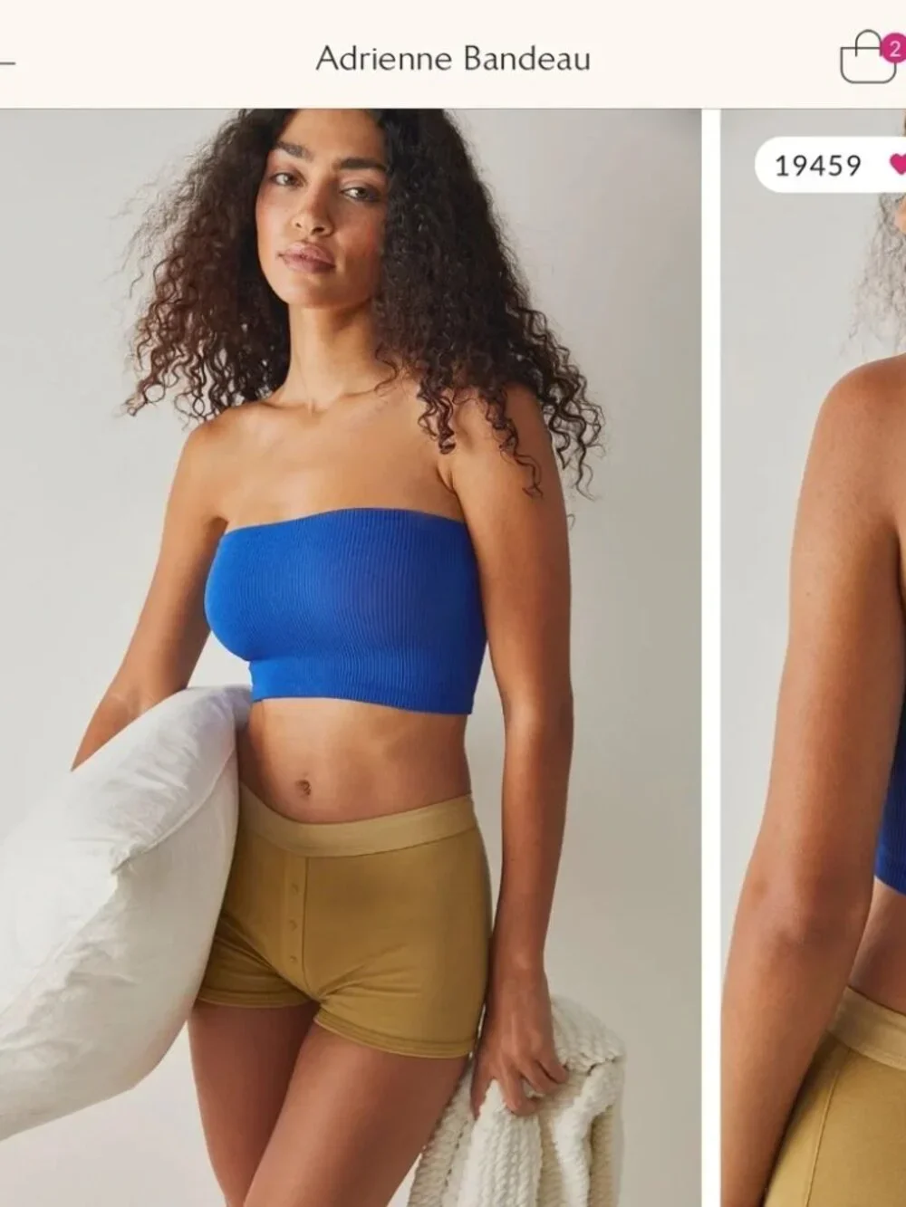 FREE PEOPLE INTIMATELY Adrienne Tube Bandeau Electric Indigo Ribbed
